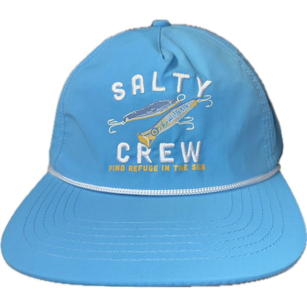 Salty Crew Mens Blue Snapback Hat Fishing Lure Embroidered Rope Cap 35035663